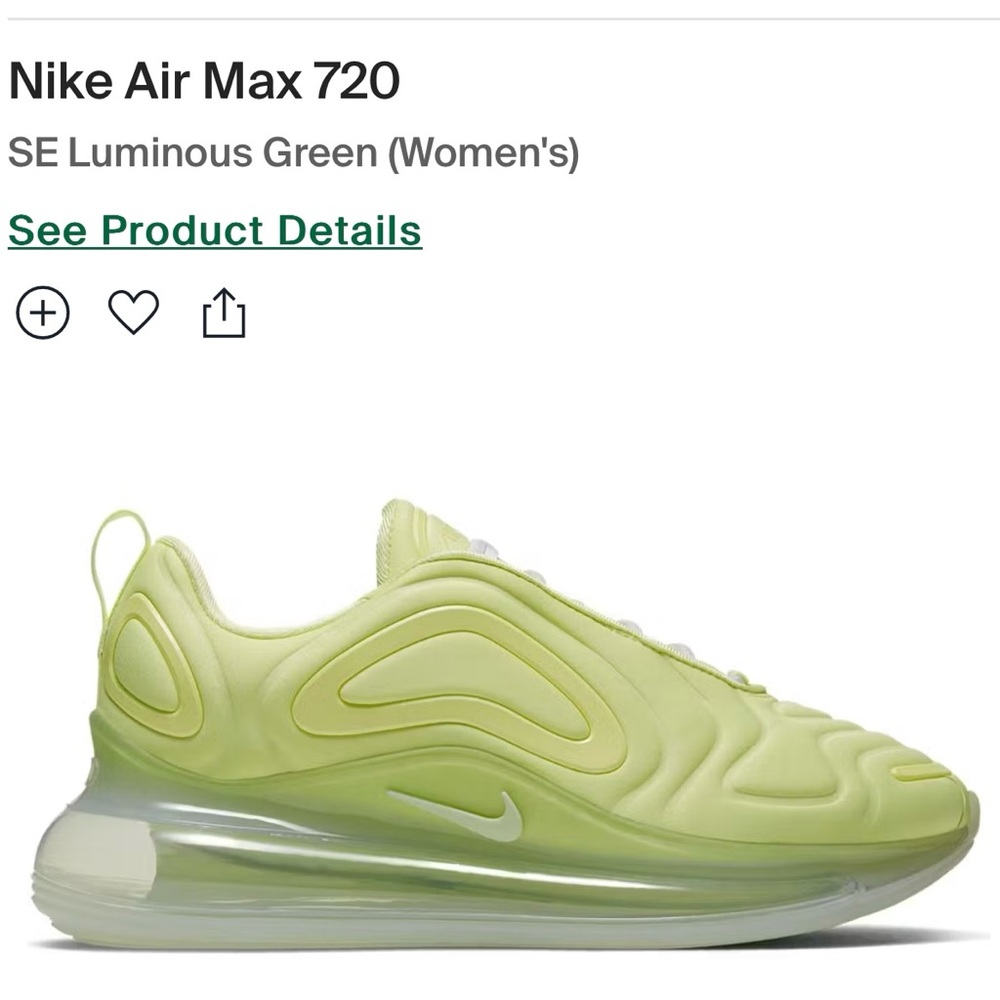 Nike Sneaker Air Max 720 SE Luminous Green Yellow Running Women’s 10 - Picture 2 of 9